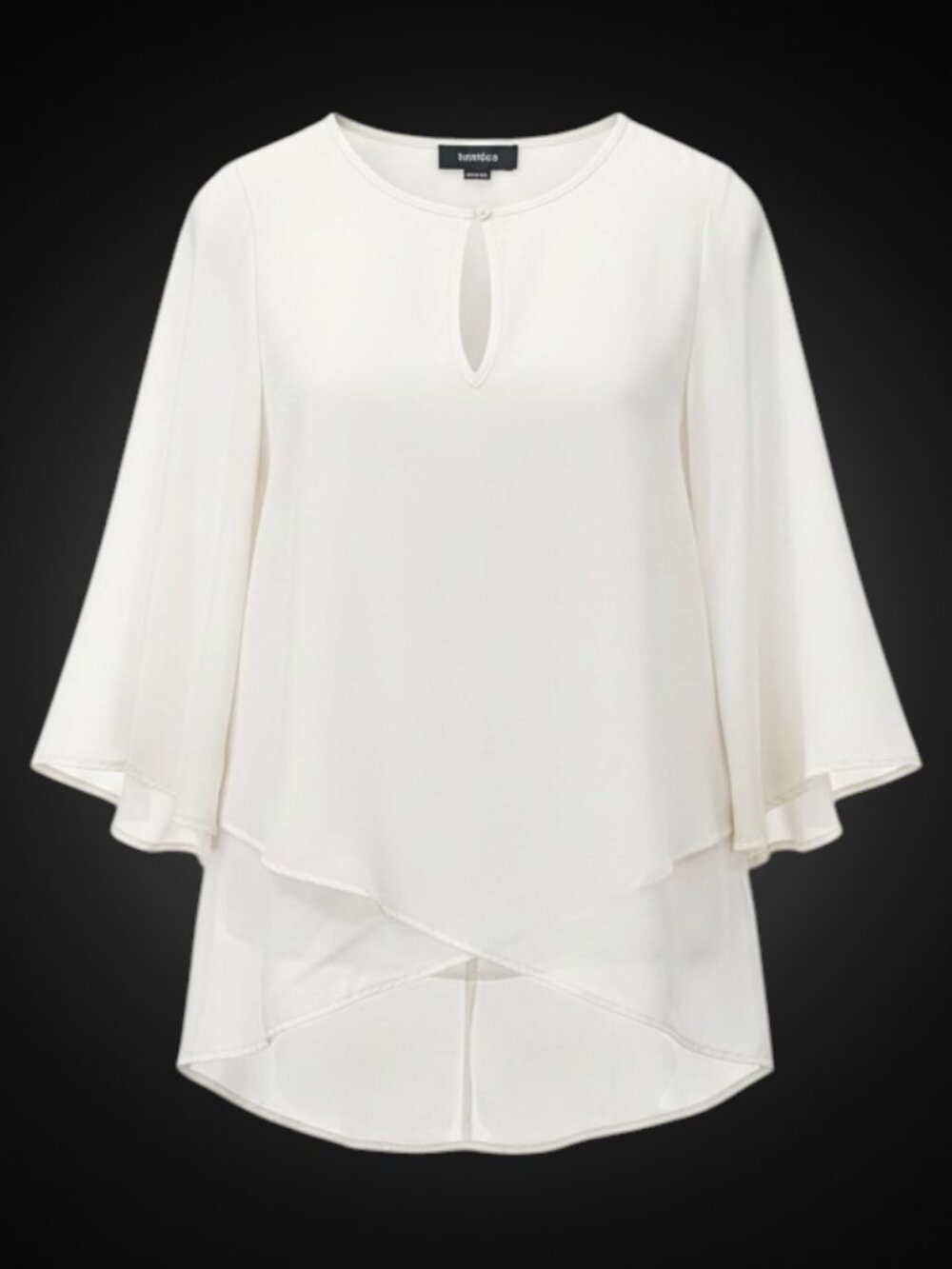 Karen Kane Creme Wide 3/4 Sleeve Layered Blouse XS